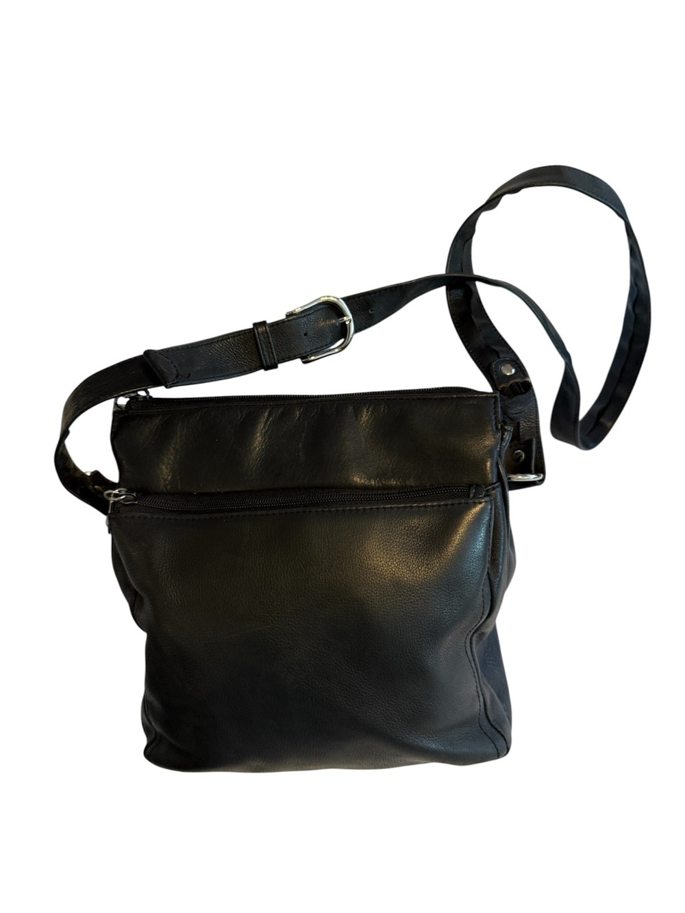 Wilsons Leather Black Leather Crossbody Shoulder Bag Adjustable Strap - Picture 3 of 7